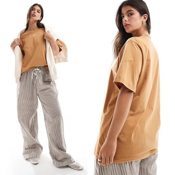 NIKE *Like New* Swoosh Loose Fit 100% Cotton T-Shirt in Tan - Unisex Large - Picture 11 of 11